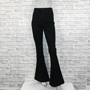 La Ligne Women's Mer High-Rise Flare Jean in WOLF Black Size 28